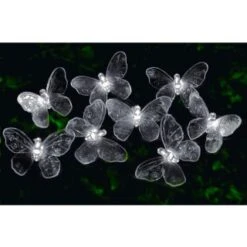 B&M 24 Solar LED Butterfly String Lights - White