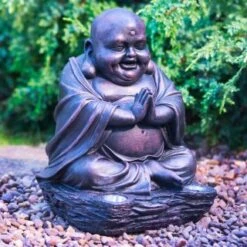 Happy Buddha With Solar Light