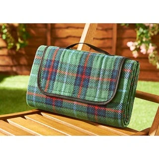 B&M Tartan Picnic Rug - Green - Image 2