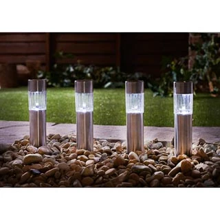 Solar Powered Mini Tube Post - White 6pk