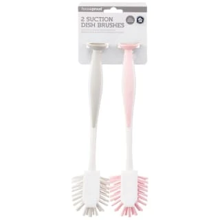 B&M Suction Dish Brushes 2pk - Grey & Blush