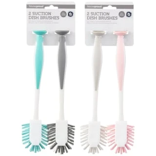 B&M Suction Dish Brushes 2pk - Grey & Blush - Image 2