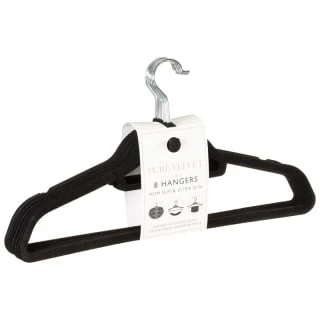 B&M Pure Velvet Hangers 8pk - Black