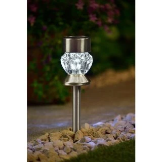 Crystal Top Glass Solar Post Light 4pk