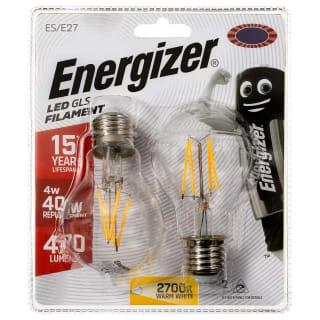 Energizer LED 40W E27 Filament Bulb 2pk