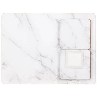 B&M Modern Cork Placemat & Coaster Set 8pc - Marble - Image 2