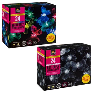 B&M 24 Solar LED Butterfly String Lights - White - Image 3