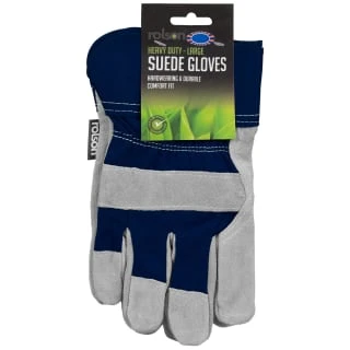 Rolson Heavy Duty Suede Gardening Gloves - Large - Navy - Image 2