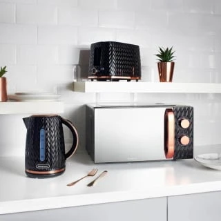 Goodmans Textured Microwave - Black & Rose Gold - Image 3