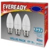 Eveready 40W B22 Candle LED Bulb 3pk