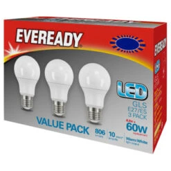 Eveready 60W GLS E27 Bulb 3pk