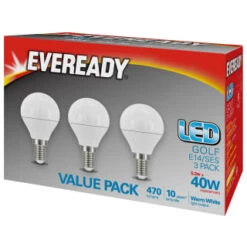 Eveready 40W E14 LED Golf Bulb 3pk