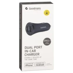 Goodmans 2 Port USB Car Charger - Black