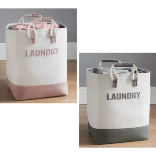 B&M Felt Laundry Hamper With Bamboo Handles - Image 2