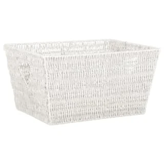 B&M Vannes Heart Cut Out Wicker Basket - White