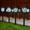 Solar Powered Windsor Black Post Lights - White 8pk