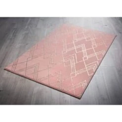 B&M Gatsby Foil Micro Plush Rug 60 X 110cm - Blush
