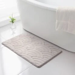B&M Scallop Memory Foam Bath Mat - Taupe