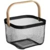 B&M Mesh Storage Basket With Bamboo Handle