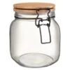 B&M Large Bamboo Clip Lock Glass Jar