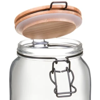 B&M Large Bamboo Clip Lock Glass Jar - Image 2
