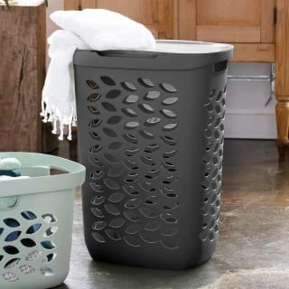 B&M Fleur Pattern Laundry Hamper 62.5L - Charcoal