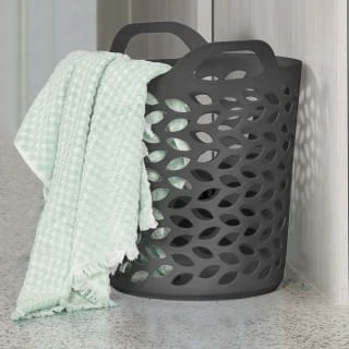 B&M Fleur Pattern Flexi Laundry Basket 53L - Charcoal