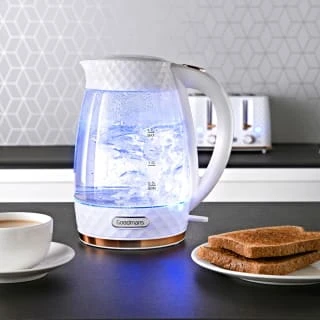 Goodmans Diamond Glass Kettle - White & Rose Gold - Image 2