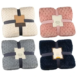 B&M Waffle Faux Fur Throw - Navy - Image 5