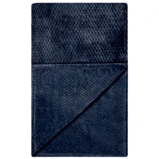 B&M Waffle Faux Fur Throw - Navy - Image 3