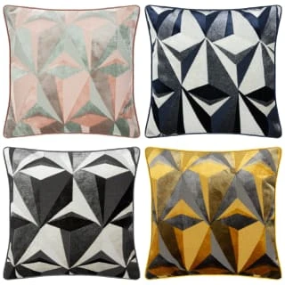 Jenson Geo Velvet Cushion - Grey - Image 2