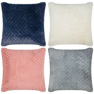 B&M Waffle Faux Fur Cushion 48 X 48cm - Cream - Image 2