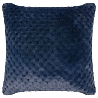 B&M Waffle Faux Fur Cushion - Navy