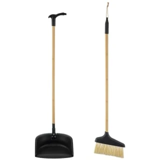 B&M Long Handle Bamboo Dustpan & Brush