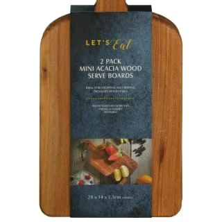 B&M Mini Acacia Wood Serve Boards 2pk - Image 2