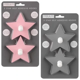 B&M Star Shaped Self Adhesive Hooks 2pk - Blush - Image 2