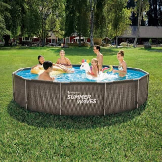 B&M Steel Pro Rattan Pool With Pump 12ft
