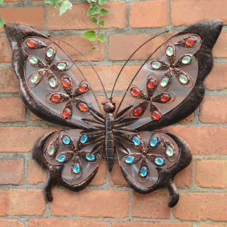 Solar Powered Metal Jewelled Butterfly Wall Art - Image 2