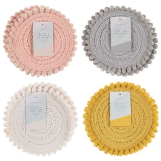 B&M Pom Pom Coasters - Grey 4pk - Image 4