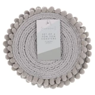B&M Pom Pom Coasters - Grey 4pk - Image 2