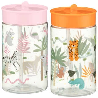 B&M Little Safari Kids Cup With Straw Lid - Pink - Image 3