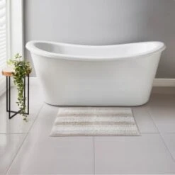B&M Newbury Stripe Bath Mat 50 X 80cm - Neutral