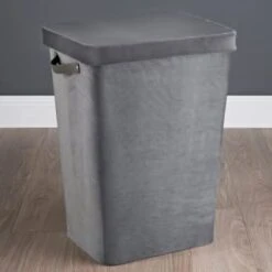 B&M Tall Velvet Laundry Hamper - Grey