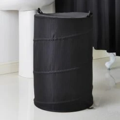 B&M Jacquard Pop-Up Oversized Laundry Bin - Black