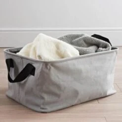 B&M Fold Down Laundry Basket - Grey