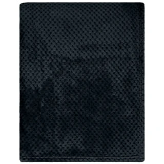B&M Waffle Fleece Throw - Black - Image 2