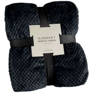 B&M Waffle Fleece Throw - Black