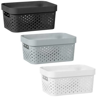 B&M Medium Rectangular Spot Storage Basket - White - Image 2