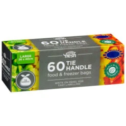 B&M Food Fresh Tie Handle Food & Freezer Bags 60pk