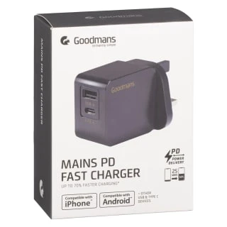 Goodmans Mains PD Fast Charger - Black